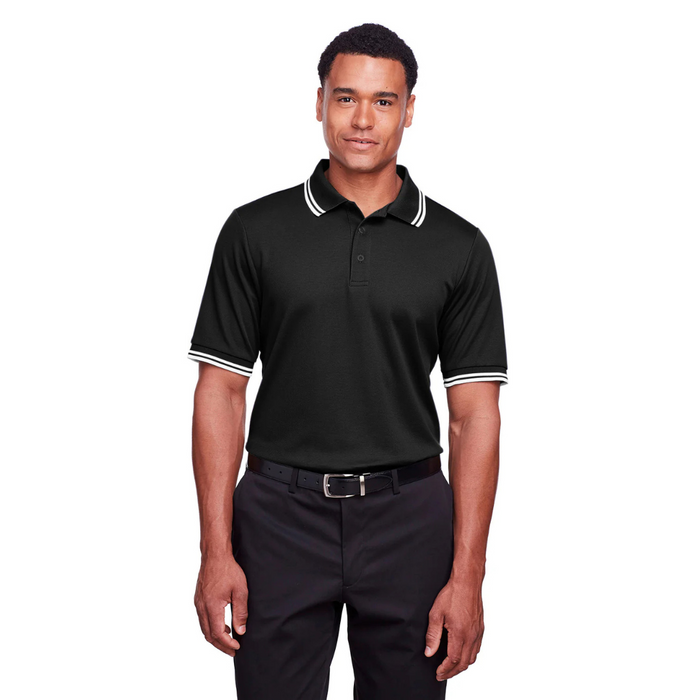 Devon & Jones Men's Crown Lux Short Sleeve Polo Shirt Black/Grey