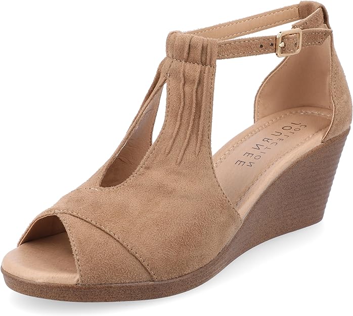 Journee Collection Women’s Comfort Sole Ankle Strap Wedges