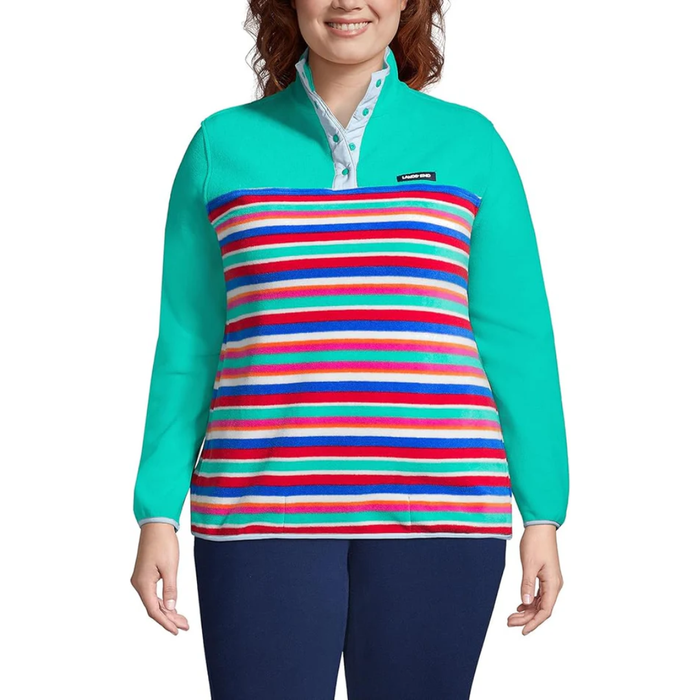 Lands' End Women's Heritage Fleece Snap Neck Pullover