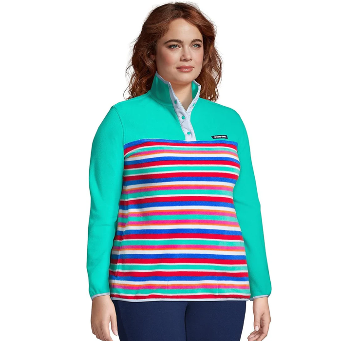 Lands' End Women's Heritage Fleece Snap Neck Pullover