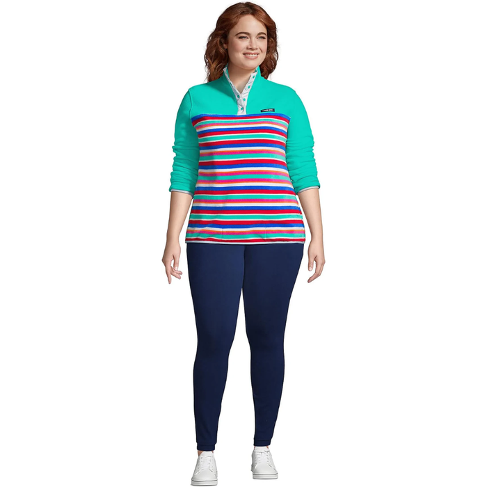Lands' End Women's Heritage Fleece Snap Neck Pullover