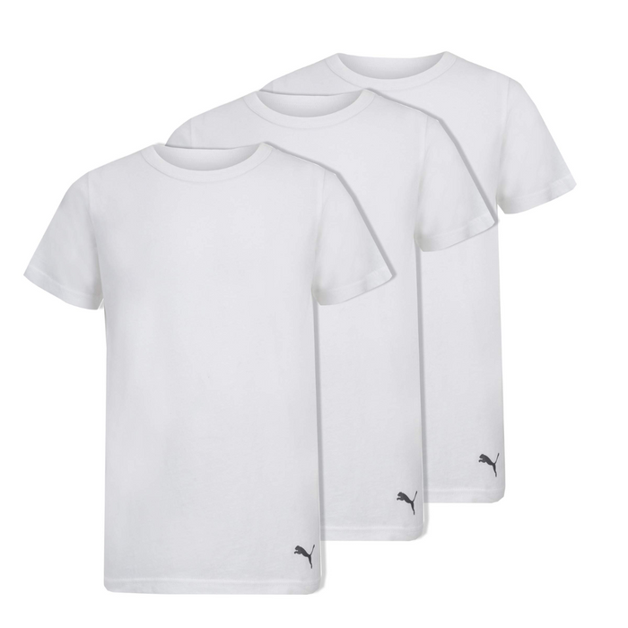 Puma Men's 3-Pack Premium Soft Cotton White Crew Neck T-Shirts