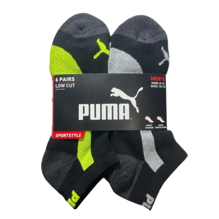 Puma Men's 6 Pack Assorted Low Cut Socks
