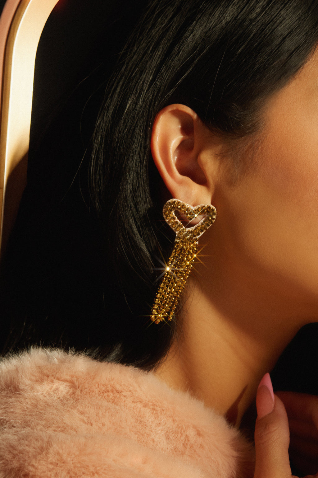 Mi Amore Embellished Dangle Earring - Gold