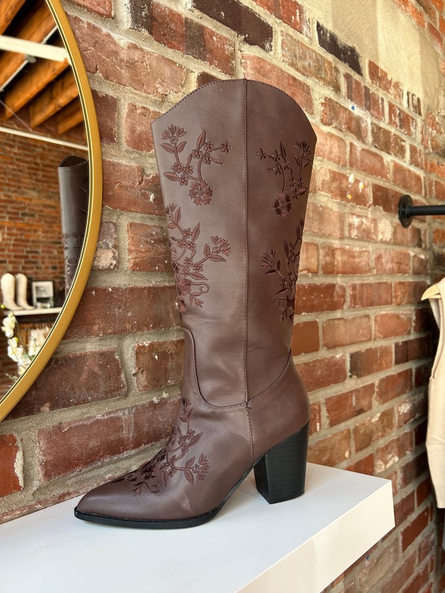 Miley Dark Brown Embroidered Western Boot