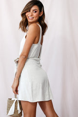 Kay Wrap Skirt Wooden Embellishment Dress Beige