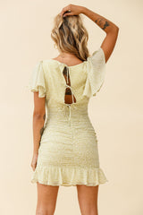 Merritt Ruched Tie Back Detail Dress Speckle Print Green