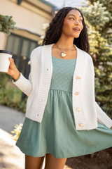 Marina Sage Eyelet Mini Dress FINAL SALE