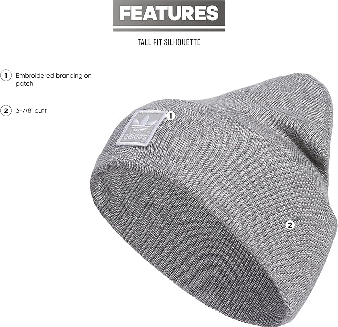 Adidas Unisex-Adult Tall Utility Cuff Beanie Grey - IQ5552