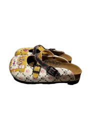 Yellow and White I love Dogs Crisscross Mule
